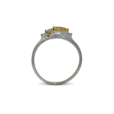 14K White Gold Estate Yellow Sapphire Bypass Ring w/4Diams=.04apx VS-SI H-I Size6.5 2.5dwt 