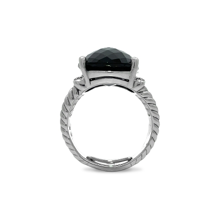 Sterling Silver Estate David Yurman Black Onyx Oval Wheaton Ring w/20Diams=0.20apx VS H-I Size10.5 12.0dwt