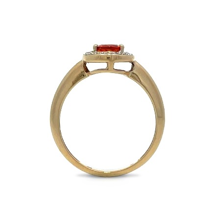 10K Two Tone Estate Spessartine Garnet Oval Halo Fashion Ring w/18 Single Cut Diams=.09apx SI-I H-I Size6.25 1.4dwt