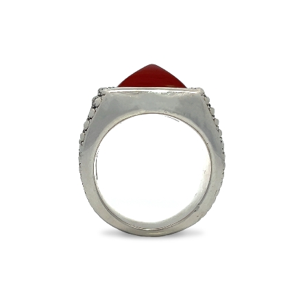 Sterling Silver Estate David Yurman Carnelian Pyramid Textured Edge Ring Size10 17.3dwt