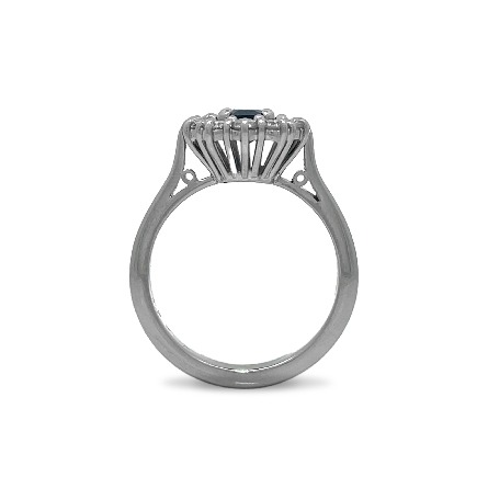 Platinum Estate Emerald Cut Sapphire Halo Ring w/12 Diams=0.50apx SI-I1 H-I Size6.25 4.1dwt