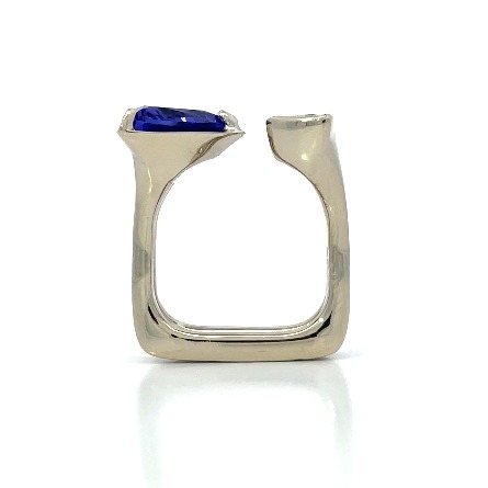 14K White Gold Estate Tanzanite Split Fashion Ring w/2Diams=.43apx VS-SI J Size5 5.4dwt