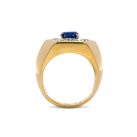 18K Yellow Gold and Platinum Estate Cartier Sapphire Hexagon Halo Fashion Ring 5Diams=2.50apx VS H-I Size9 10.9dwt 