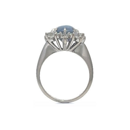 14K White Gold Estate Star Sapphire Halo Ring w/16Diams=.50apx VS H-I Size6 2.9dwt 