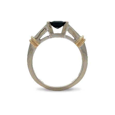 14K Two Tone Estate Tension Set Sapphire Fashion Ring w/6Diams=0.20apx SI H Size7 3.5dwt