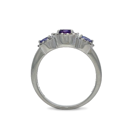14K White Gold Estate Amethyst and Tanzanite Triple Halo Fashion Ring w/Diams=0.33apx SI2-I1 I Size7.25 2.8dwt 