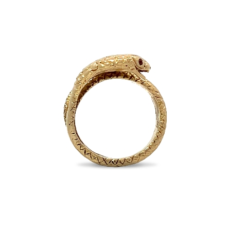 14K Yellow Gold Estate Garnet Textured Snake Wrap Ring Size6 5.5dwt 