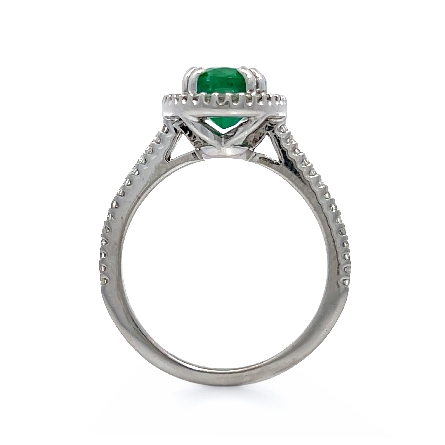18K White Gold Estate Emerald=2.10ct Oval Halo Fashion Ring w/Diams=.32ctw SI H-I Size7.75 3.0dwt