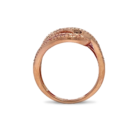 14K Rose Gold Estate Effy Ruby Channel Crossover Ring w/163Single Cut Diams=.73apx VS-SI I-J Size8 4.7dwt