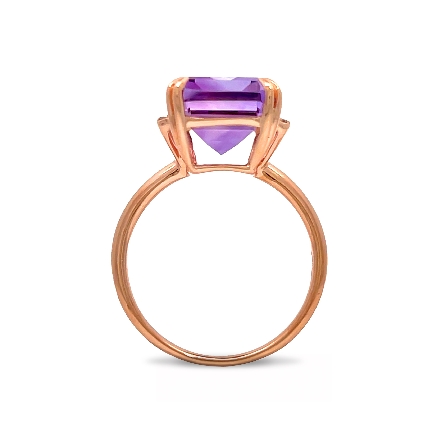 14K Rose Gold Estate Amethyst 4 Prong Ring w/14Single Cut Diams=.07apx VS-SI I-J Size7 3.0dwt