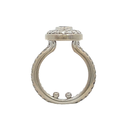 14K White Gold Estate Sapphire Halo Bezel Ring w/Diams=.75apx SI H-I Size4.25 4.5dwt