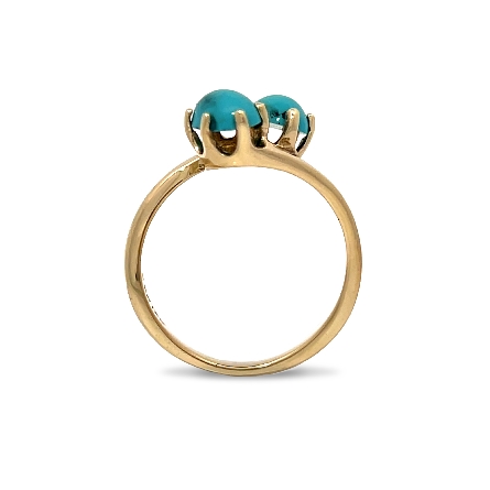 10K Yellow Gold Estate Turquoise Cabochon Bypass Ring Size6 1.9dwt