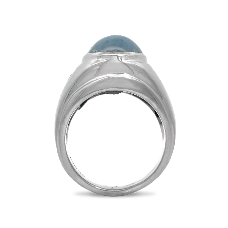 14K White Gold Estate Star Sapphire Bezel Set Ring w/2Diams=.25apx SI H Size7.75 11.0dwt 