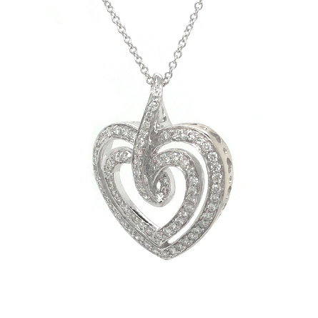 14K and 18K White Gold Estate 16inch Double Row Open Design Heart Necklace w/Diams=.35apx SI H-I 3.1dwt