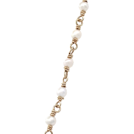 14K Yellow Gold Estate Cultured Fresh Water Pearl Necklace and Flower Cluster Pendant w/1Diam=.08apx and 23Diams=.12apx SI G-H 6.3dwt