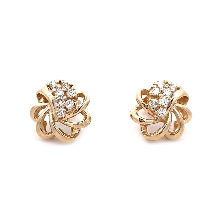 14K Yellow Gold Estate Knot Earrings w/14Diams=.35apx SI I 3.0dwt 