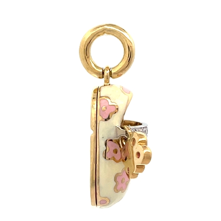 18K Yellow Gold Estate Aaron Basha Butterfly Baby Shoe Pendant w/Diams=.04apx VS G-H 5.3dwt 