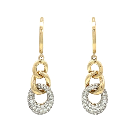 14K Yellow and White Gold Estate Pave Chainlink Dangle Earrings w/142Diams=1.00apx SI H-I 3.3dwt 