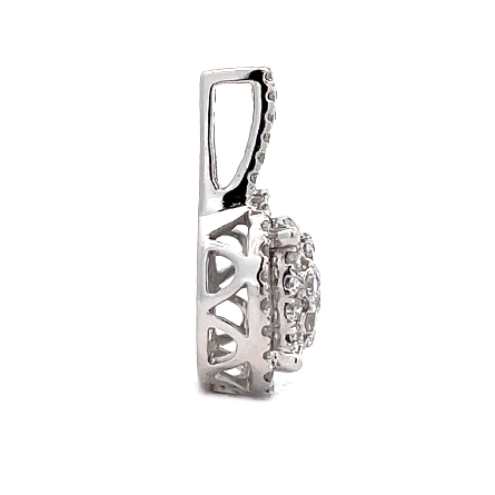 14K White Gold Estate Halo Cluster Prong Set Pendant w/1Diams=.30apx and Diams=.70apx SI2-I1 H-I 2.2dwt 