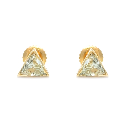 14K Yellow Gold Estate Trillion Stud Screw Back Earrings w/2Trillion Diams=.80apx I1 L-M 1.0dwt 