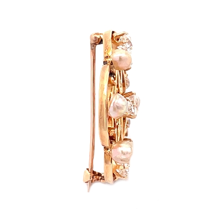 14K Yellow Gold Estate Cutlured Pearl Pin/Pendant w/11Old Mine Diams=2.33apx VS2-I1 H-I-J-K 5.2dwt