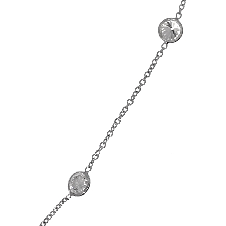 14K White Gold Estate Adjustable 16-18inch Diamonds by the Yard Necklace w/5Diams=2.80ctw SI2-I1 I-J 