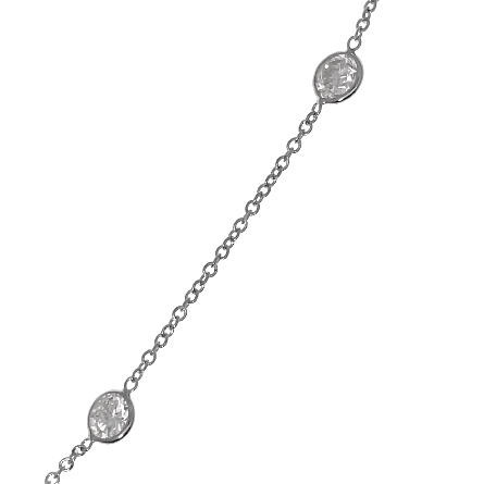 14K White Gold Estate Adjustable 16-18inch Diamonds by the Yard Necklace w/5Diams=2.11ctw SI2-I1 I-J 