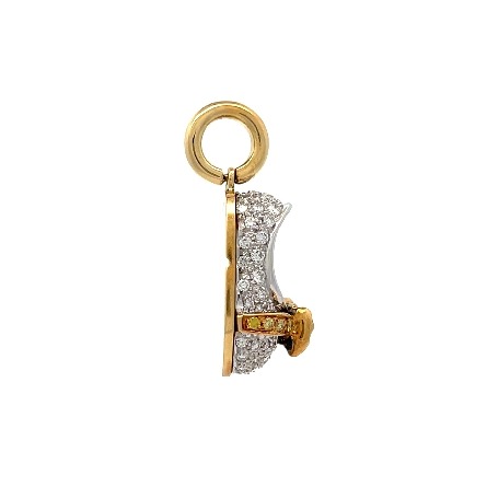 18K Yellow and White Estate Aaron Basha Baby Shoe Ballet Pendant w/19Irradiated Yellow Diams=.10apx and 65Diams=.78apx VS G-H-I with Certificate and No Box 4.4dwt 
