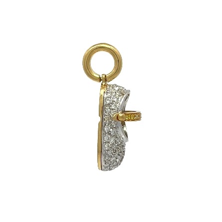 18K Two Tone Estate Aaron Basha Baby Shoe Pendant w/9 Irradiated Yellow Diams=0.05apx VS and w/78 Diams=0.86apx VS H-I 3.5dwt