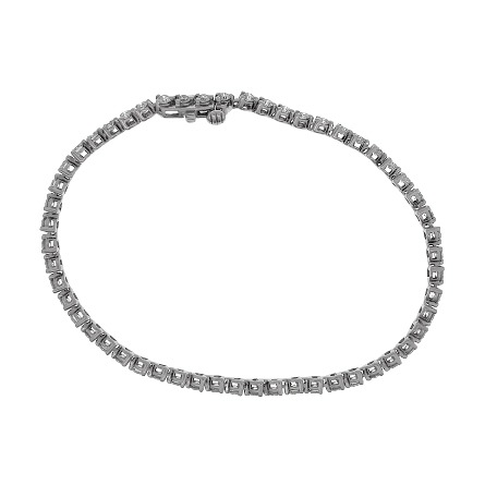 18K White Gold Estate 3Prong Tennis Bracelet w/54Diams=3.00ctw VS-SI H-I 7inch 5.6dwt