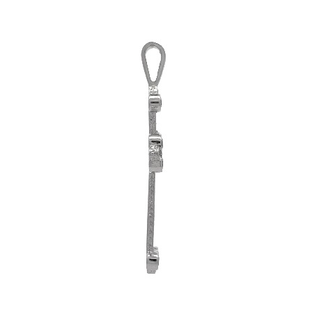 Platinum Estate Carved Bezel and Prong Set Cross Pendant w/1Princess Cut Diams=.11apx and 19 Round Brilliant Cut Diams=.57apx VS H-I 7.3dwt