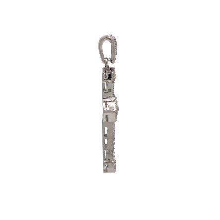14K White Gold Estate Flared Edge Pave Cross Pendant w/Diams=.65apx SI I-J 3.0dwt