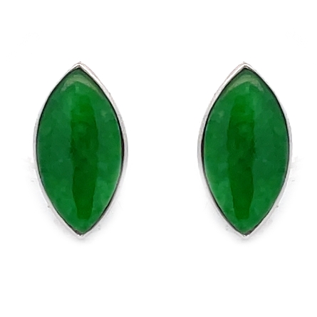 14K White Gold Estate Marquise Jadeite Bezel Set Earrings 1.3dwt 