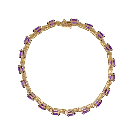 14K Yellow Gold Estate Amethyst Link Bracelet 7inch 7.4dwt 
