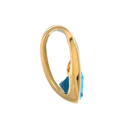14K Yellow and White Gold Estate Blue Topaz Channel Set Slide Pendant w/5Diams=0.10apx SI H-I 2.2dwt