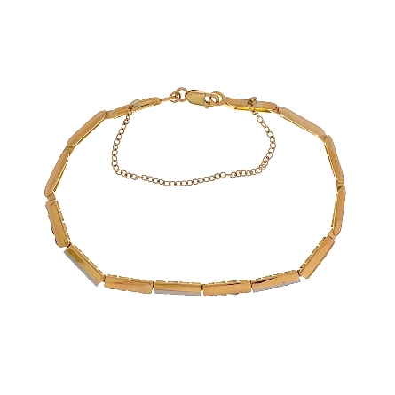 14K and 18K Yellow Gold and Platinum Estate Ruby Bar Link Bracelet and Safety Chain w/12Diam=0.64apx VS2-I1 I-J 7inch 7.0dwt