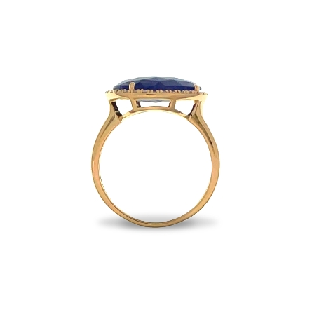 14K Yellow Gold Estate Sapphire Halo Slice Ring w/29 Single Cut Diams=.14apx SI2-I1 J-K Size7 2.4dwt