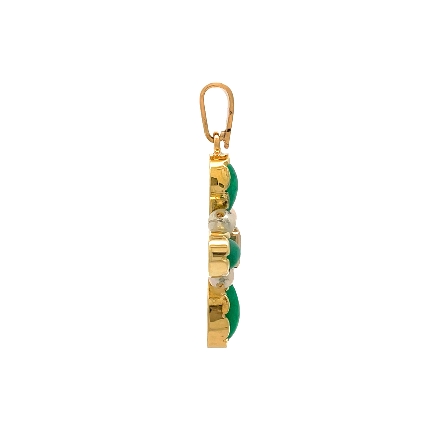 14K Yellow Gold Estate Bezel Set Emerald and Cultured Pearls Cross Pendant 3.9dwt 