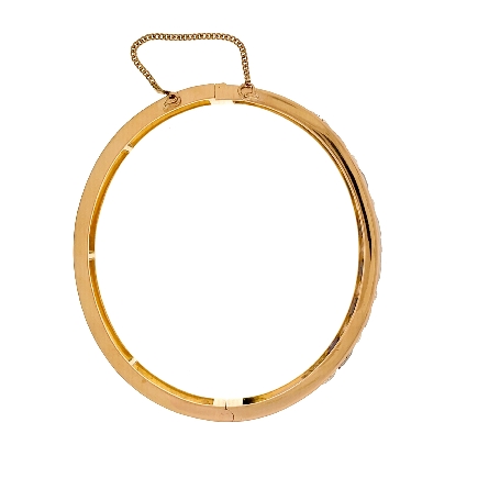 14K Yellow Gold and Platinum Estate Synthetic Sapphire Antique Style Milgrain Bezel Bangle Bracelet w/15Old European Diams=1.05apx SI H-I 12.6dwt