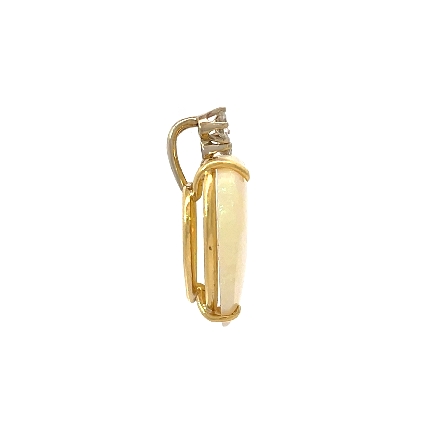 18K Yellow and 14K White Gold Estate Opal Heart Pendant w/3Diams=0.24apx VS H-I 1.8dwt AS IS 