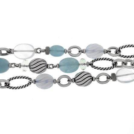 Sterling Silver Estate David Yurman Chalcedony Quartz 3 Strand Toggle 8inch Bracelet 43.2dwt 