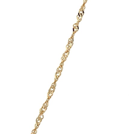 14K Yellow Gold Estate Blue Topaz Solitaire Round Pendant on 20inch Twisted Singapore Chain 2.9dwt