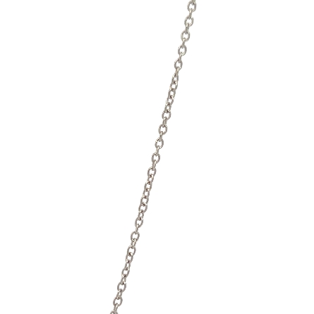 14K White Gold Estate Garnet Oval Half Bezel Milgrain Pendant w/Diams=.02apx SI J on 16inch Cable Chain 1.7dwt