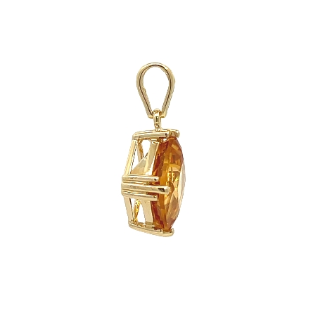 14K Yellow Gold Estate Citrine Solitaire Cushion Pendant 1.5dwt
