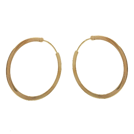 14K Yellow Gold Estate Flat Tube Hoop Earrings 1.3dwt