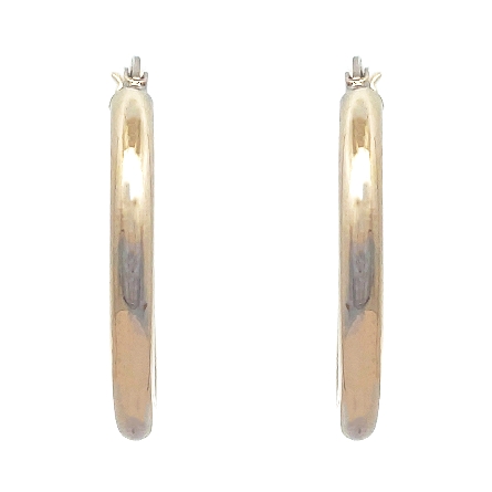 14K White Gold Estate Round Tube Hoop Earrings 1.8dwt 