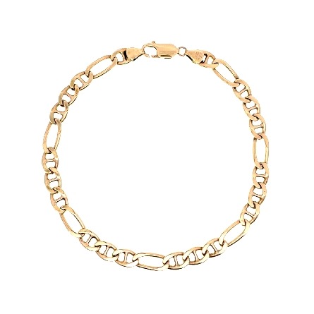 14K Yellow Gold Estate Fancy Figaro Link Braclet 9.25inch 10.0dwt 