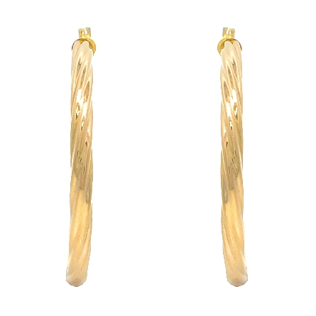 14K Yellow Gold Estate Twist Hoop Earrings 3.8dwt 