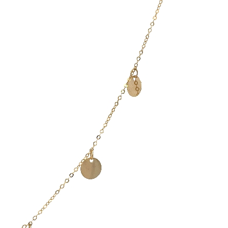 14K Yellow Gold Estate Adjustable 16-18inch 7 Dangle Disc Necklace 0.8dwt