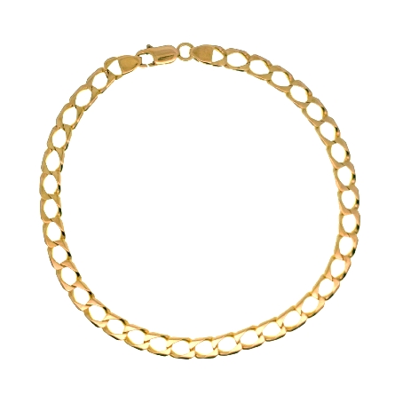 14K Yellow Gold Estate Square Curb Link Bracelet 7.5inch 4.8dwt 